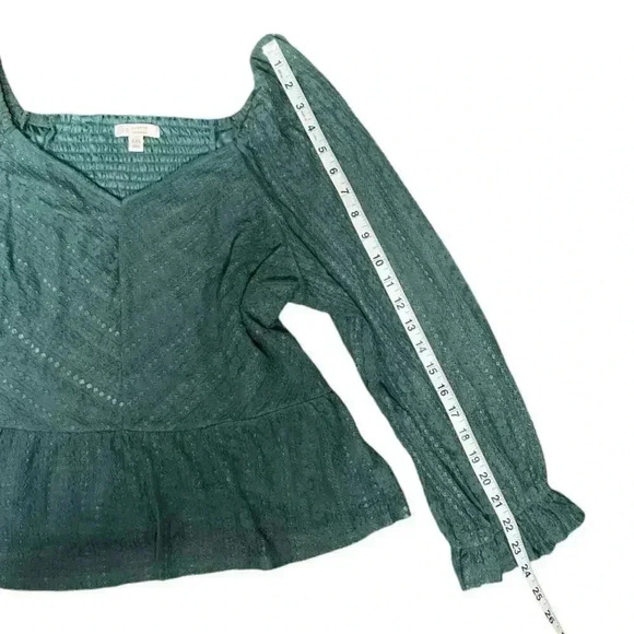 LC Lauren Conrad Puff Sleeve Lace Peplum Blouse NWOT Size XXL Huxley Blue - Picture 14 of 14